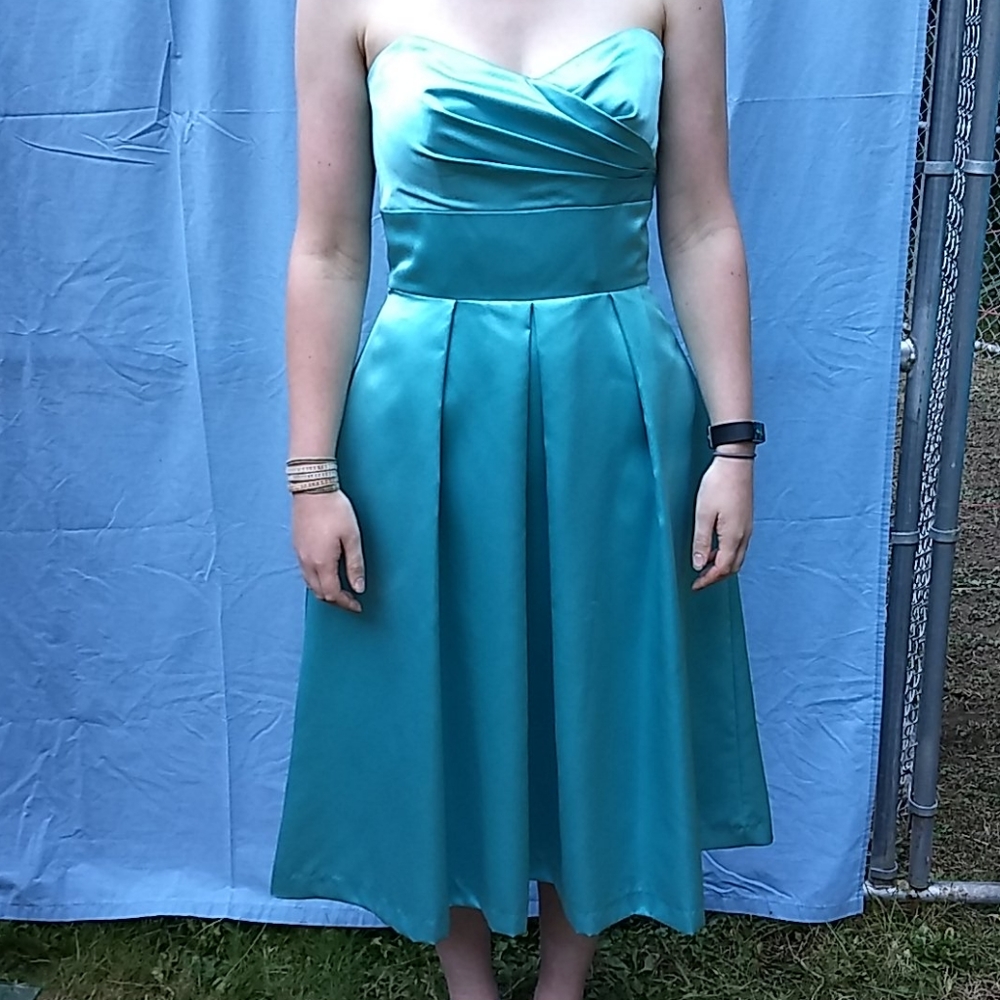 Shiny blue dress